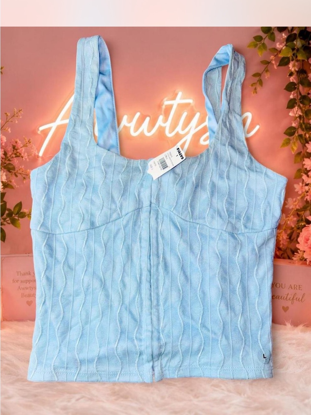 Women’s- NWT- Corset style light blue ribbed tank top- Full Tilt